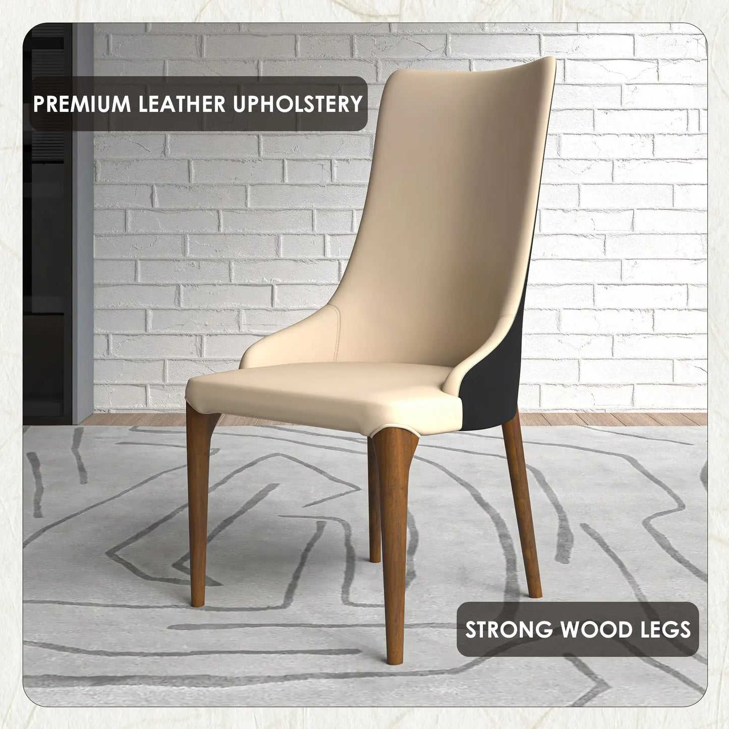 Elm Dining Chair with a Leather/Velvet Seat and a Two-Tone Color Design Backrest in Ash Wood Set of 4 - Elax Furniture