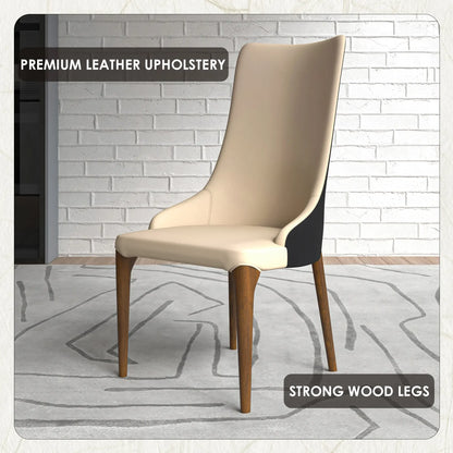 Elm Dining Chair with a Leather/Velvet Seat and a Two-Tone Color Design Backrest in Ash Wood Set of 4 - Elax Furniture