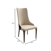 Elm Dining Chair with a Leather/Velvet Seat and a Two-Tone Color Design Backrest in Ash Wood - Elax Furniture