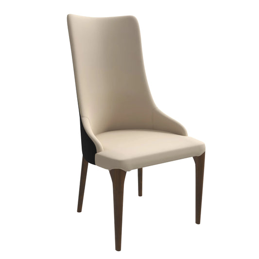 Elm Dining Chair with a Leather/Velvet Seat and a Two-Tone Color Design Backrest in Ash Wood - Elax Furniture