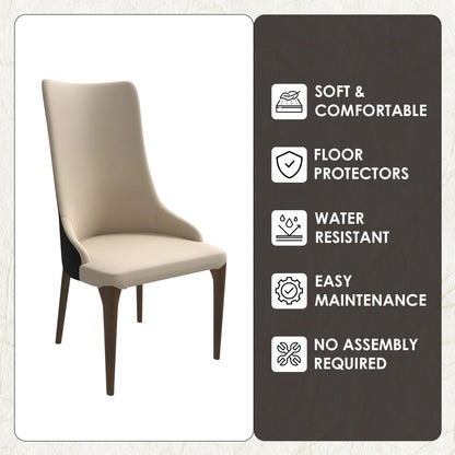 Elm Dining Chair with a Leather/Velvet Seat and a Two-Tone Color Design Backrest in Ash Wood - Elax Furniture