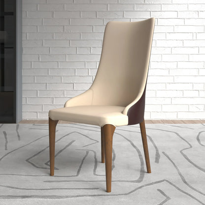Elm Dining Chair with a Leather/Velvet Seat and a Two-Tone Color Design Backrest in Ash Wood Set of 4 - Elax Furniture