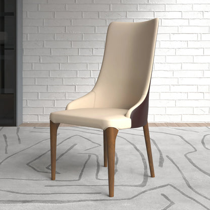 Elm Dining Chair with a Leather/Velvet Seat and a Two-Tone Color Design Backrest in Ash Wood - Elax Furniture