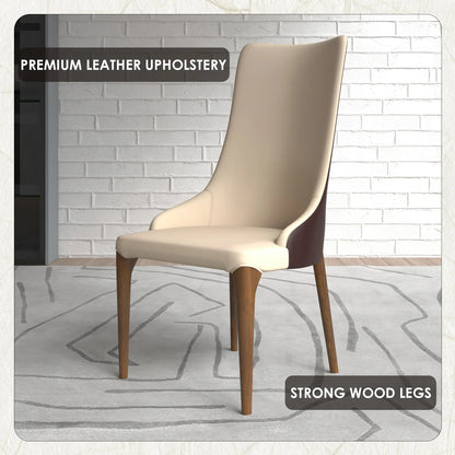 Elm Dining Chair with a Leather/Velvet Seat and a Two-Tone Color Design Backrest in Ash Wood - Elax Furniture