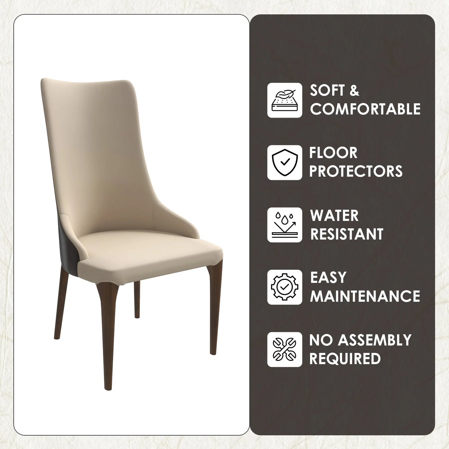 Elm Dining Chair with a Leather/Velvet Seat and a Two-Tone Color Design Backrest in Ash Wood - Elax Furniture