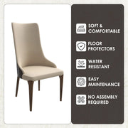 Elm Dining Chair with a Leather/Velvet Seat and a Two-Tone Color Design Backrest in Ash Wood - Elax Furniture