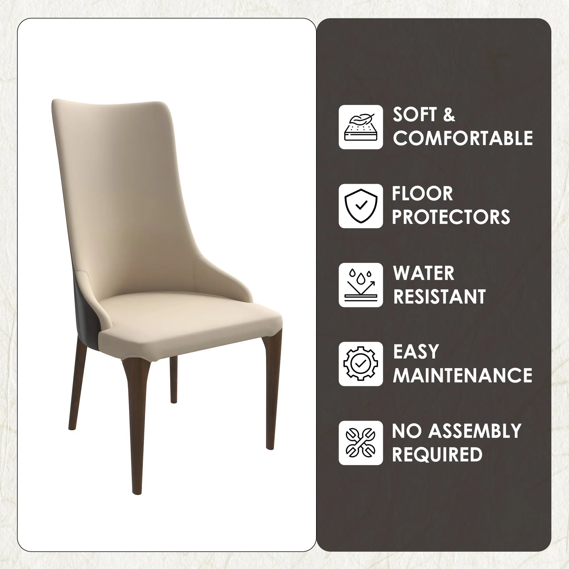 Elm Dining Chair with a Leather/Velvet Seat and a Two-Tone Color Design Backrest in Ash Wood - Elax Furniture