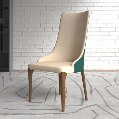 Elm Dining Chair with a Leather/Velvet Seat and a Two-Tone Color Design Backrest in Ash Wood Set of 2 - Elax Furniture