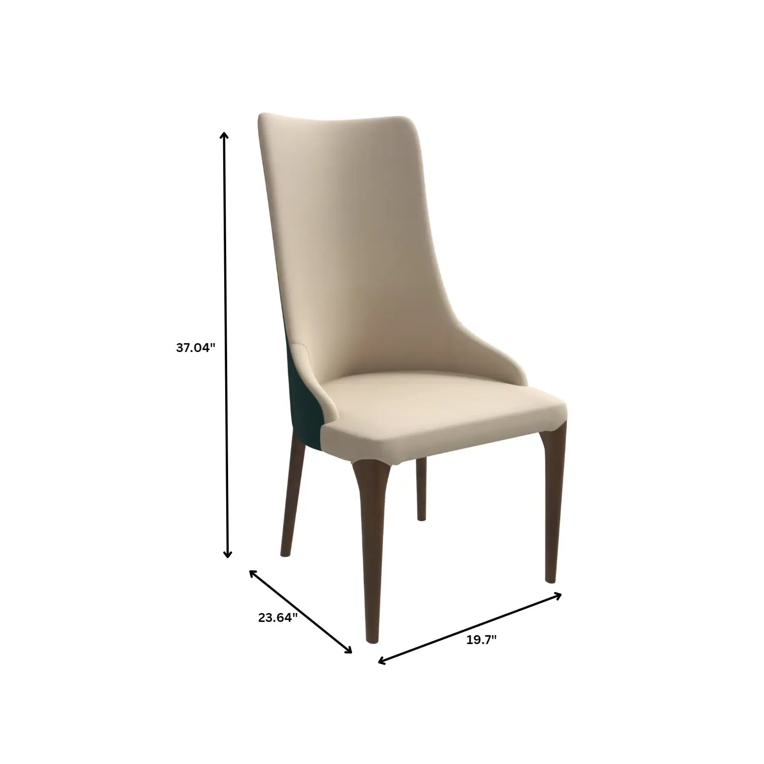 Elm Dining Chair with a Leather/Velvet Seat and a Two-Tone Color Design Backrest in Ash Wood Set of 4 - Elax Furniture