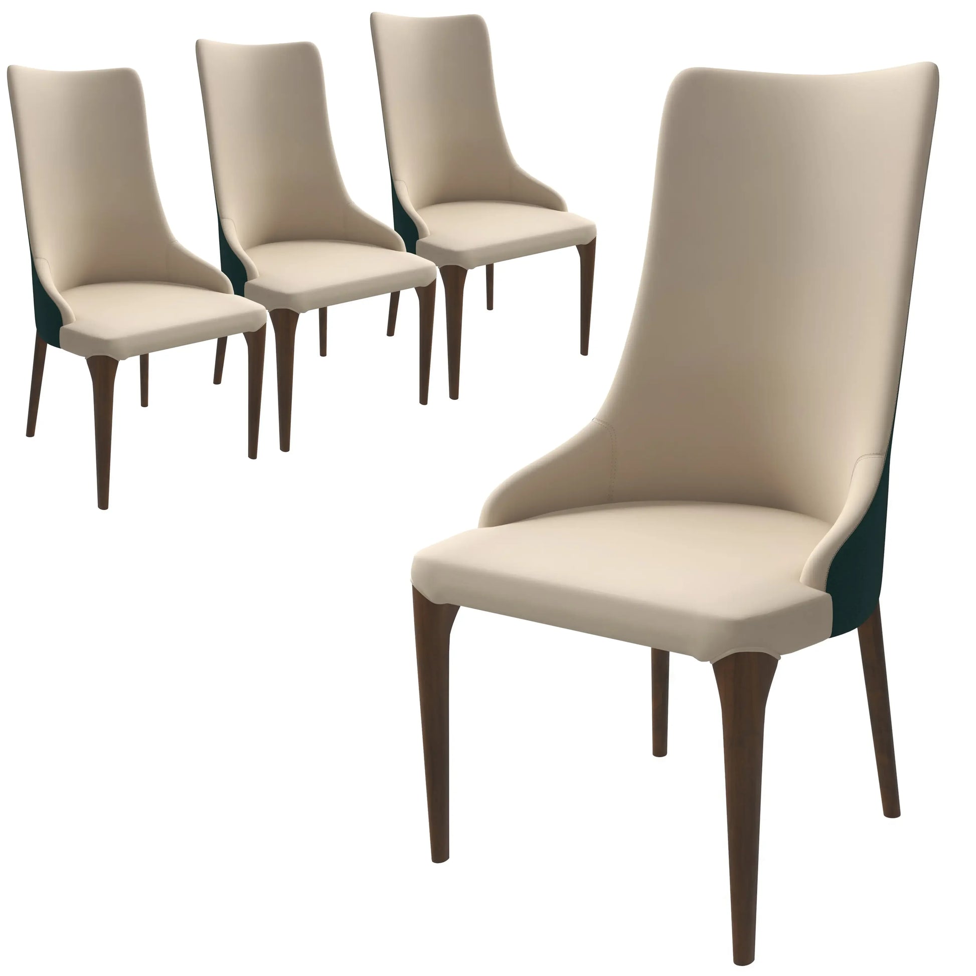 Elm Dining Chair with a Leather/Velvet Seat and a Two-Tone Color Design Backrest in Ash Wood Set of 4 - Elax Furniture