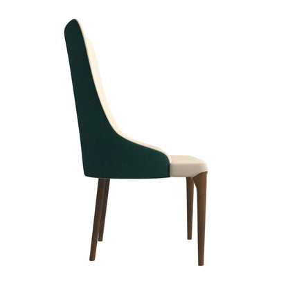 Elm Dining Chair with a Leather/Velvet Seat and a Two-Tone Color Design Backrest in Ash Wood Set of 4 - Elax Furniture