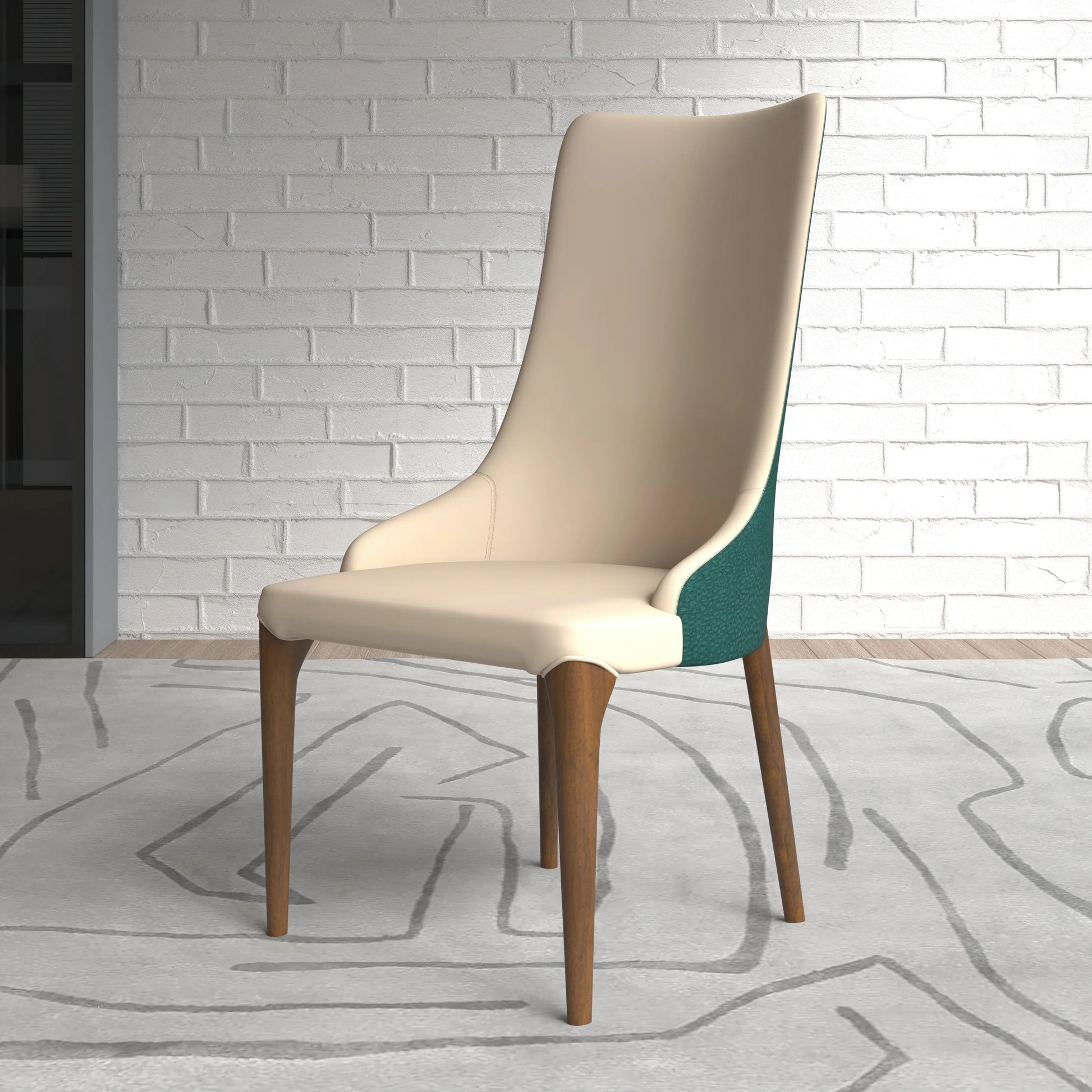 Elm Dining Chair with a Leather/Velvet Seat and a Two-Tone Color Design Backrest in Ash Wood - Elax Furniture