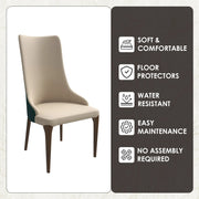Elm Dining Chair with a Leather/Velvet Seat and a Two-Tone Color Design Backrest in Ash Wood - Elax Furniture
