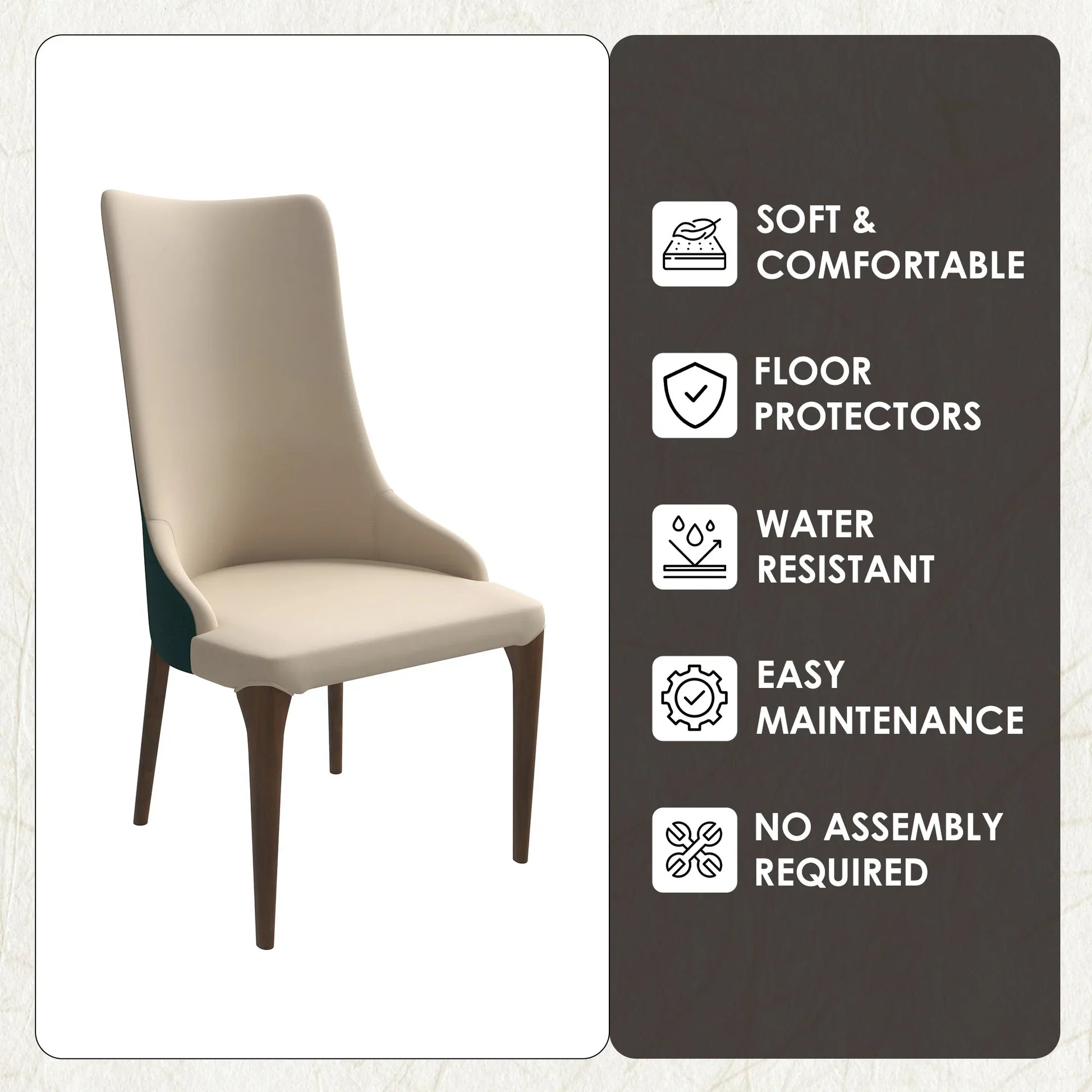 Elm Dining Chair with a Leather/Velvet Seat and a Two-Tone Color Design Backrest in Ash Wood - Elax Furniture