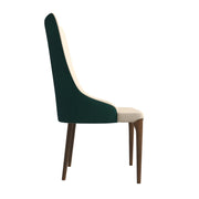 Elm Dining Chair with a Leather/Velvet Seat and a Two-Tone Color Design Backrest in Ash Wood - Elax Furniture