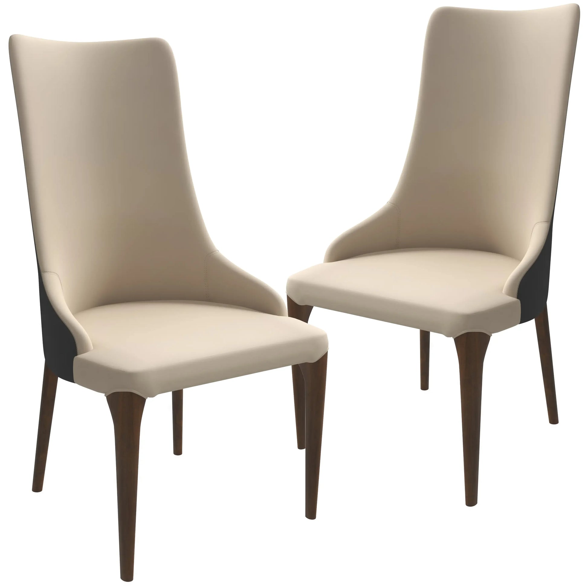 Elm Dining Chair with a Leather/Velvet Seat and a Two-Tone Color Design Backrest in Ash Wood Set of 2 - Elax Furniture
