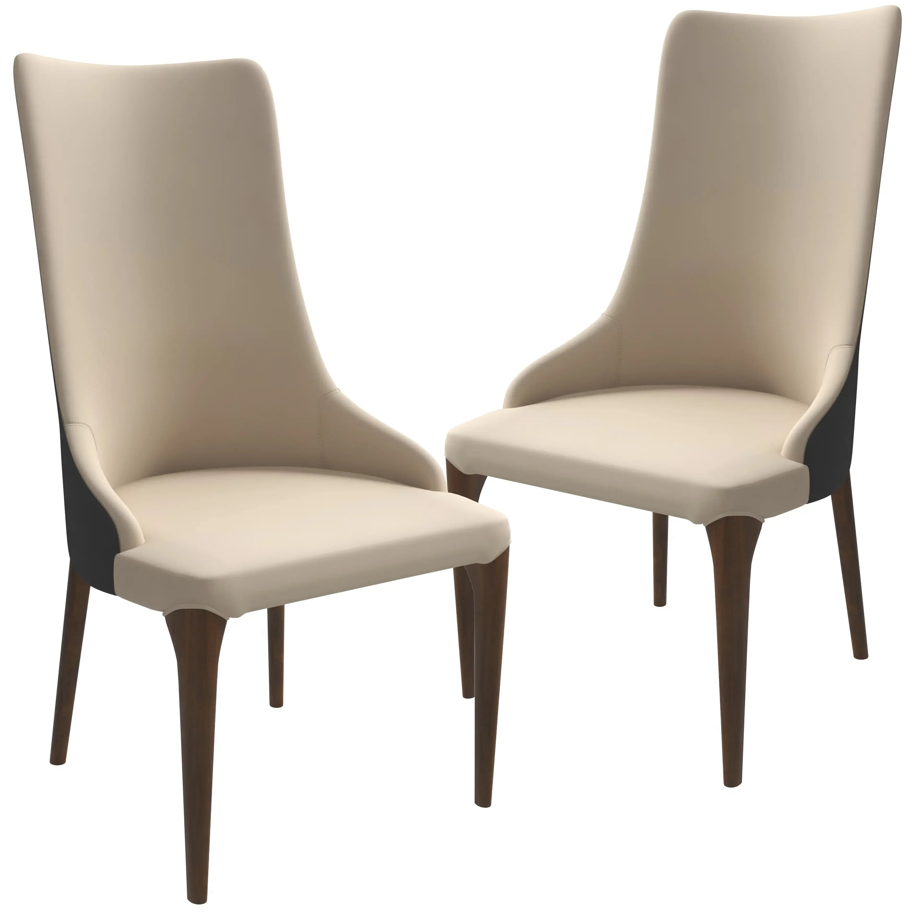 Elm Dining Chair with a Leather/Velvet Seat and a Two-Tone Color Design Backrest in Ash Wood Set of 2 - Elax Furniture