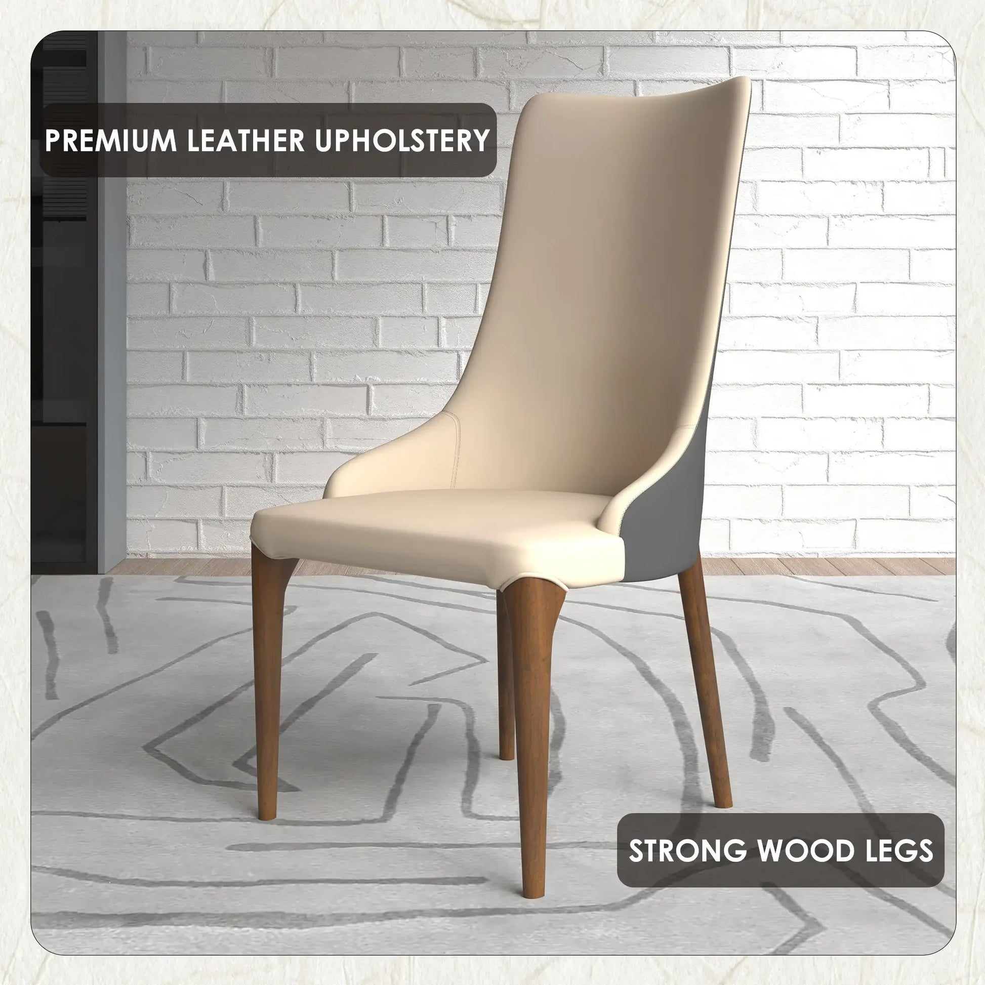 Elm Dining Chair with a Leather/Velvet Seat and a Two-Tone Color Design Backrest in Ash Wood Set of 4 - Elax Furniture
