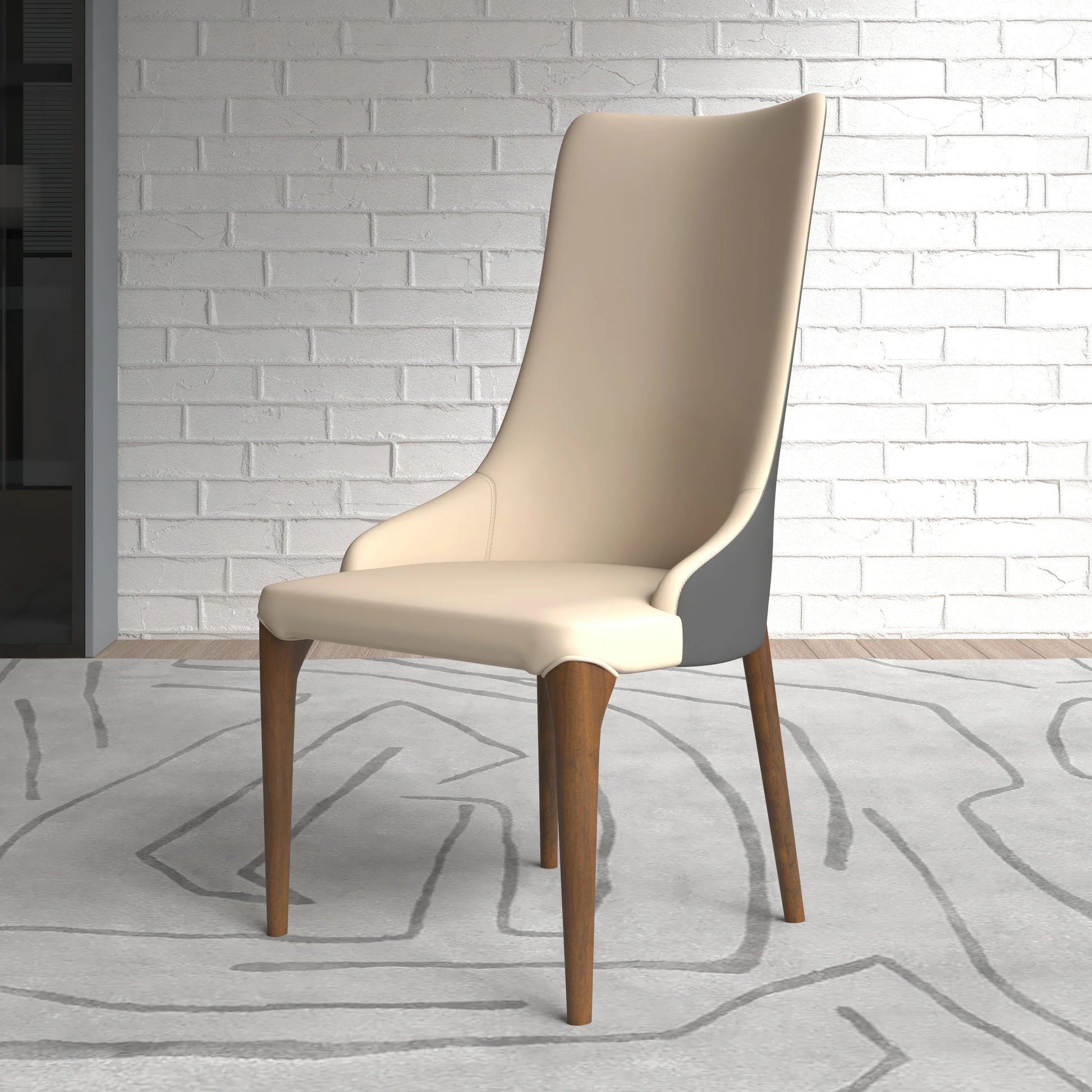 Elm Dining Chair with a Leather/Velvet Seat and a Two-Tone Color Design Backrest in Ash Wood - Elax Furniture