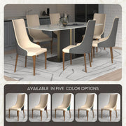 Elm Dining Chair with a Leather/Velvet Seat and a Two-Tone Color Design Backrest in Ash Wood - Elax Furniture
