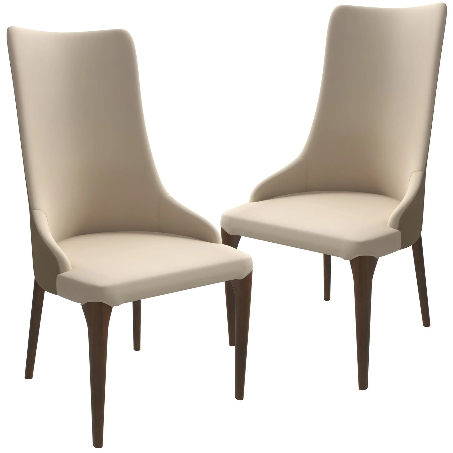 Elm Dining Chair with a Leather/Velvet Seat and a Two-Tone Color Design Backrest in Ash Wood Set of 2 - Elax Furniture
