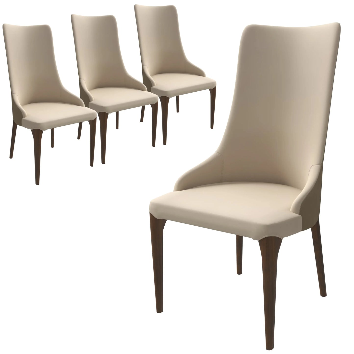 Elm Dining Chair with a Leather/Velvet Seat and a Two-Tone Color Design Backrest in Ash Wood Set of 4 - Elax Furniture