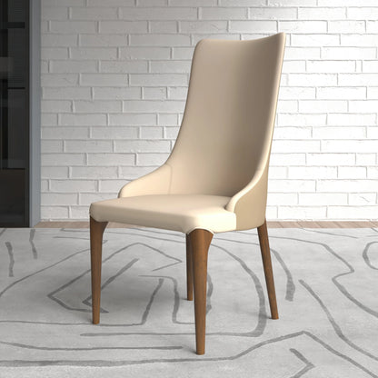 Elm Dining Chair with a Leather/Velvet Seat and a Two-Tone Color Design Backrest in Ash Wood - Elax Furniture
