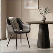 Markley Leather Dining Chair with Powder-Coated Iron Legs