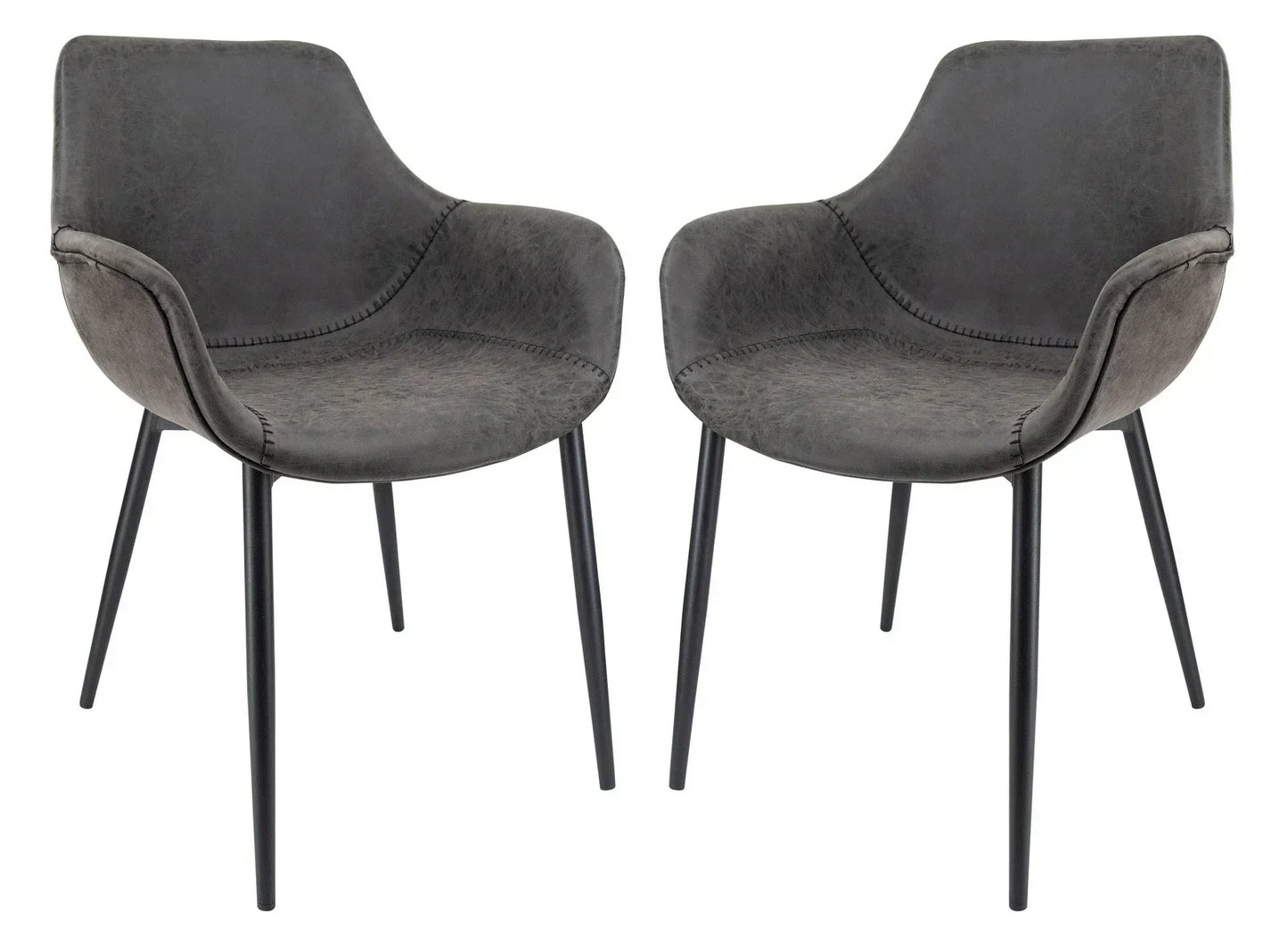 Markley Modern Leather Dining Arm Chair With Metal Legs Set of 2 - Elax Furniture