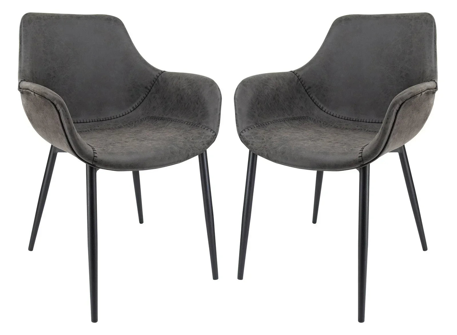 Markley Modern Leather Dining Arm Chair With Metal Legs Set of 2 - Elax Furniture