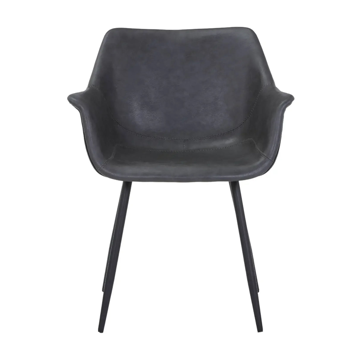 Markley Leather Dining Chair with Powder-Coated Iron Legs