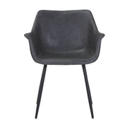 Markley Leather Dining Chair with Powder-Coated Iron Legs