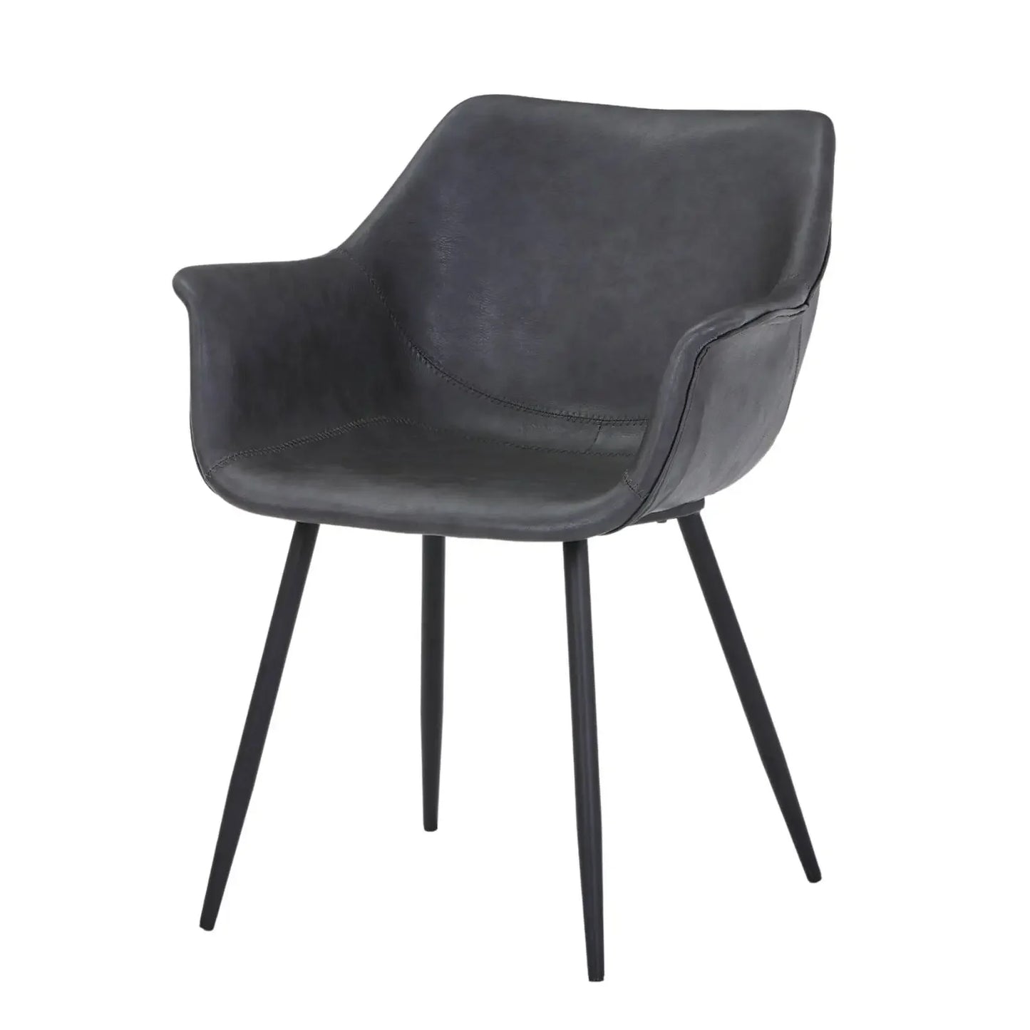 Markley Leather Dining Chair with Powder-Coated Iron Legs