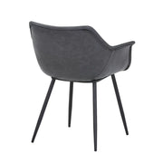 Markley Leather Dining Chair with Powder-Coated Iron Legs