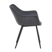 Markley Leather Dining Chair with Powder-Coated Iron Legs