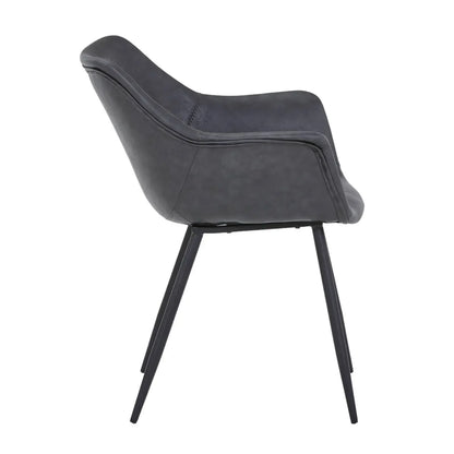 Markley Leather Dining Chair with Powder-Coated Iron Legs
