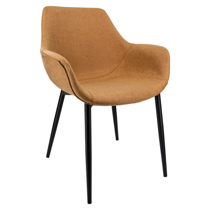 Markley Leather Dining Chair with Powder-Coated Iron Legs