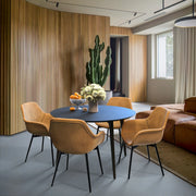 Markley Leather Dining Chair with Powder-Coated Iron Legs