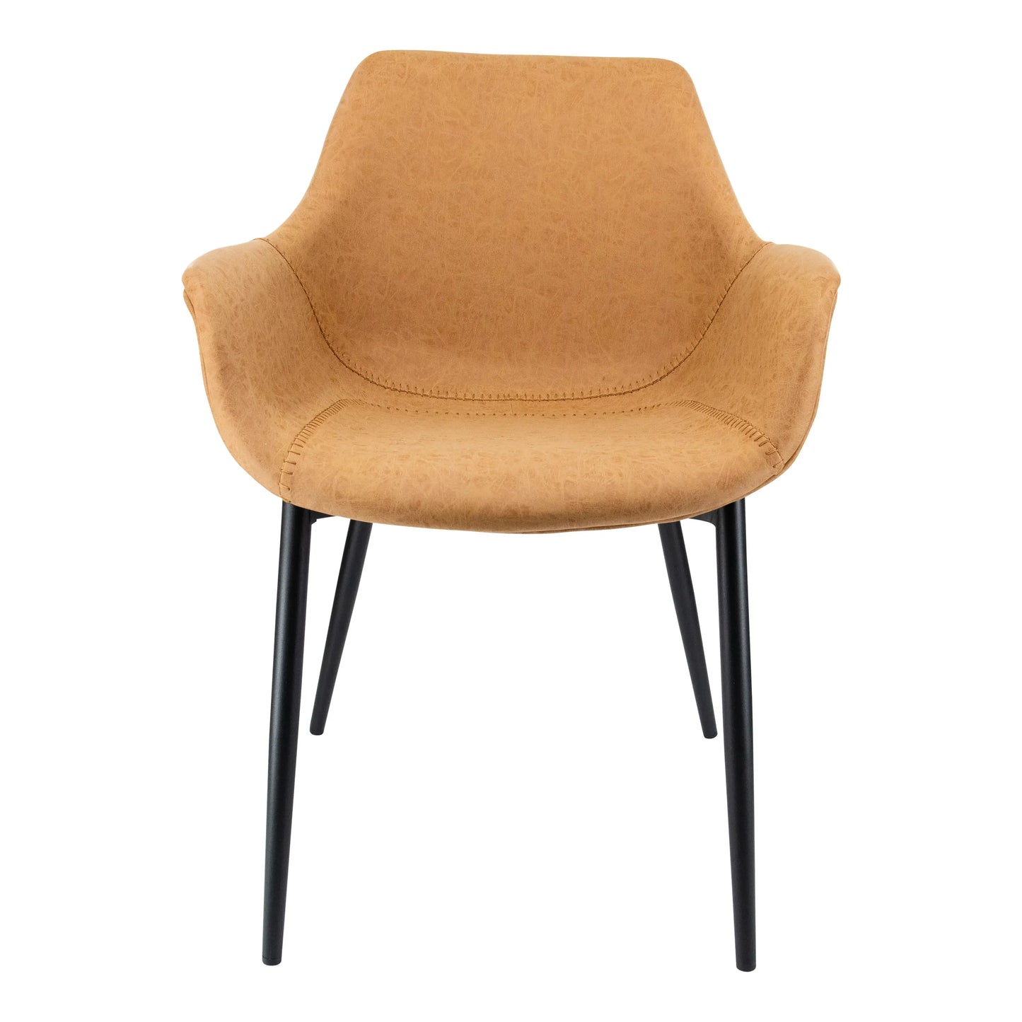Markley Leather Dining Chair with Powder-Coated Iron Legs