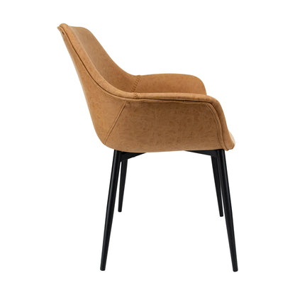 Markley Leather Dining Chair with Powder-Coated Iron Legs