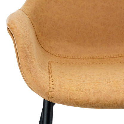 Markley Leather Dining Chair with Powder-Coated Iron Legs