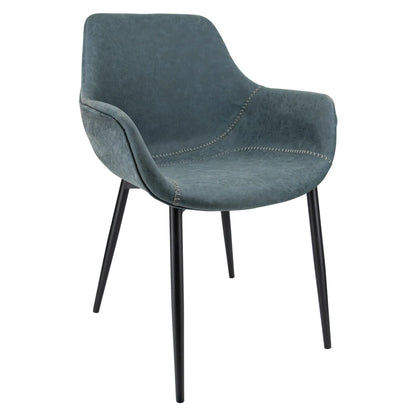Markley Leather Dining Chair with Powder-Coated Iron Legs