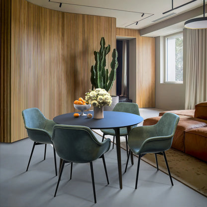 Markley Leather Dining Chair with Powder-Coated Iron Legs