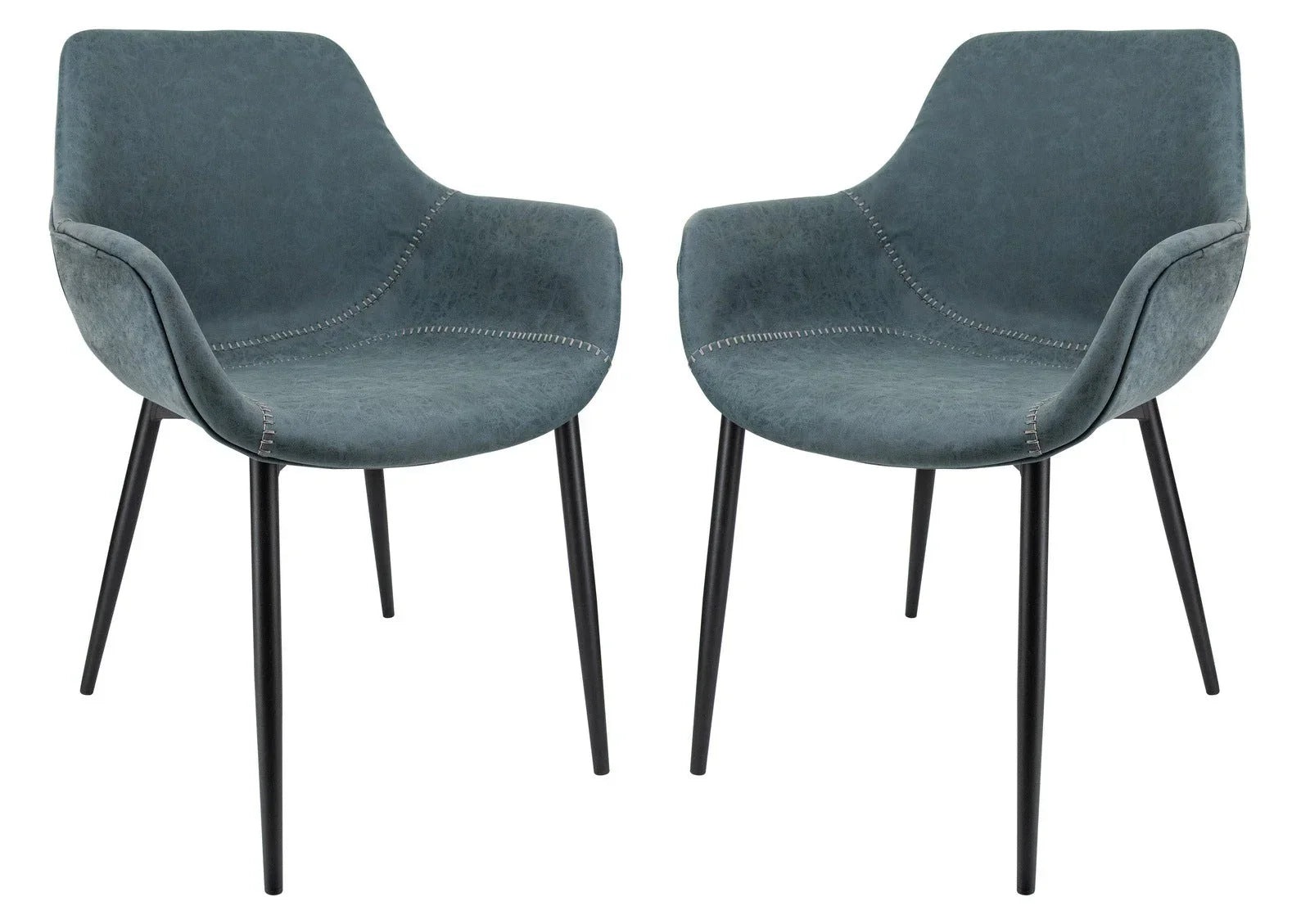 Markley Modern Leather Dining Arm Chair With Metal Legs Set of 2 - Elax Furniture