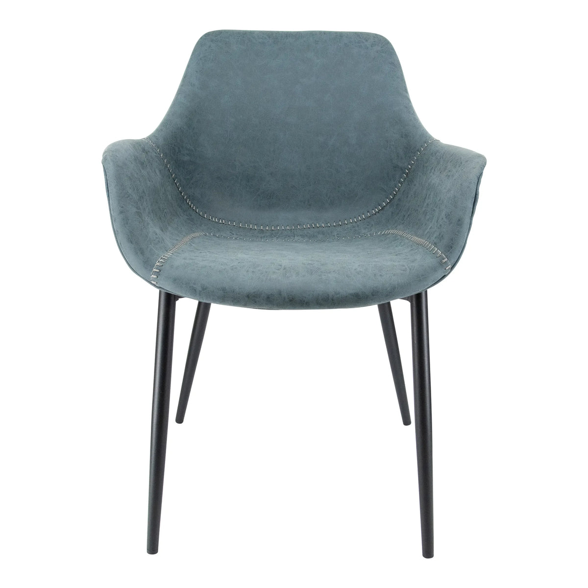 Markley Leather Dining Chair with Powder-Coated Iron Legs
