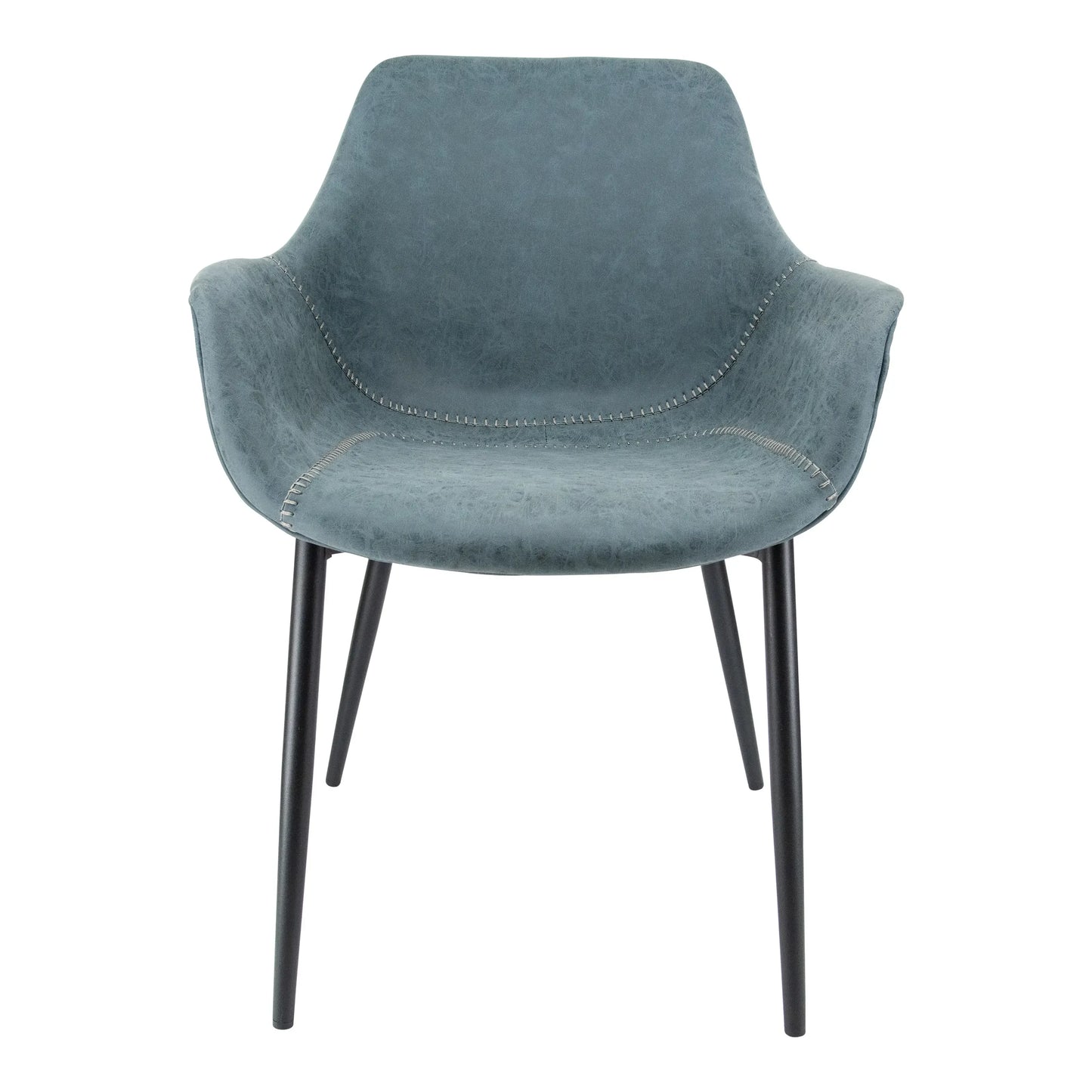 Markley Leather Dining Chair with Powder-Coated Iron Legs