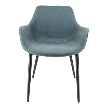 Markley Leather Dining Chair with Powder-Coated Iron Legs