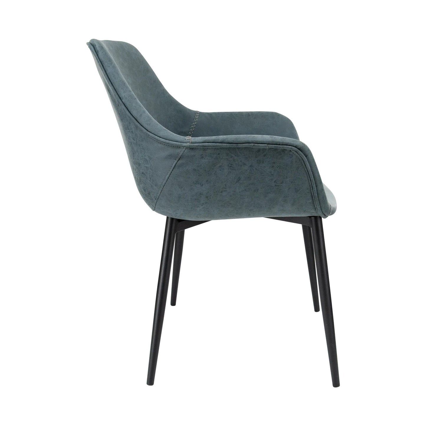 Markley Leather Dining Chair with Powder-Coated Iron Legs