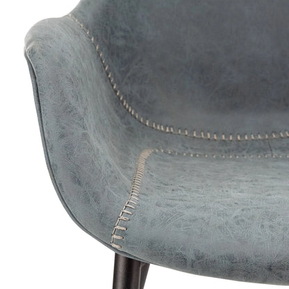 Markley Leather Dining Chair with Powder-Coated Iron Legs