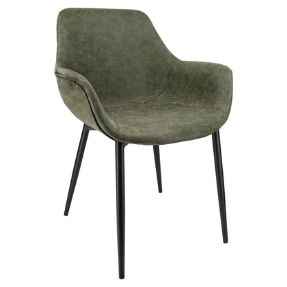 Markley Leather Dining Chair with Powder-Coated Iron Legs